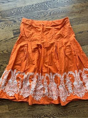 Tommy Hilfiger Vintage Y2K 100% Cotton Orange Embroidered A-Line Skirt 8